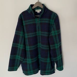 BADGE 1/4 zip plaid mock neck sweater with side pockets